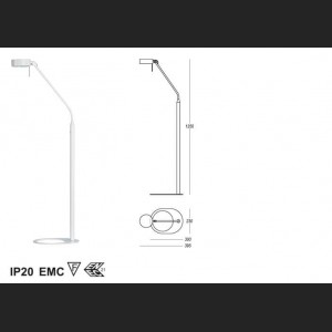 bílý (W), černý (Q) nebo červený (R) lak,1x max 40W G9 Halogen, výška 1250 mm